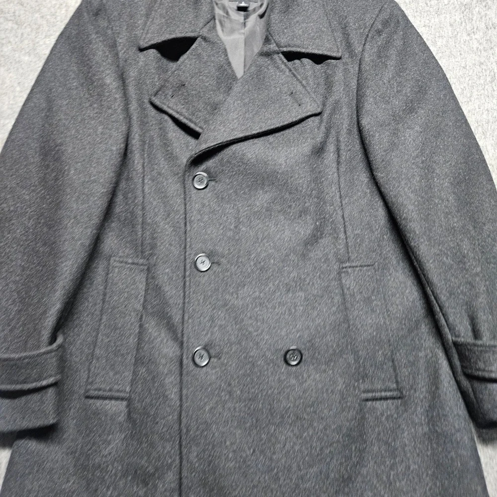 Jos A Bank Pea Coat Mens L Gray Wool Blend Double Breasted Winter Jacket